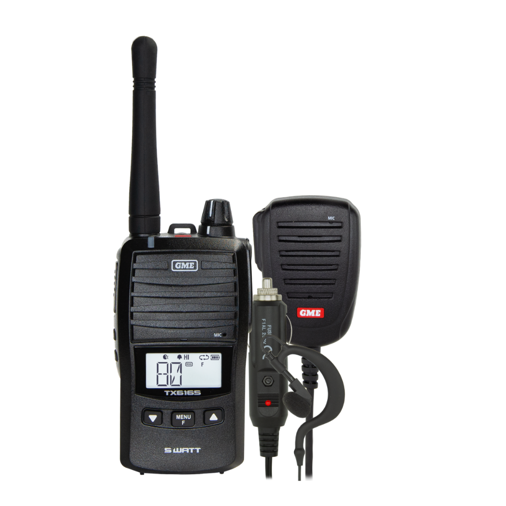 GME TX6165 5/1 Watt UHF CB Handheld Radio including Accessories