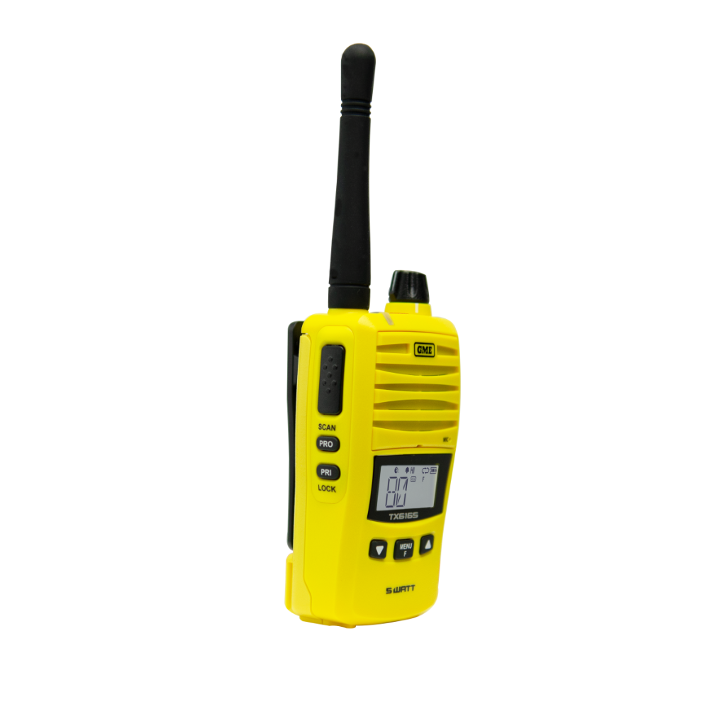 GME TX6165XY 5/1 Watt IP67 UHF CB Handheld Radio - Yellow