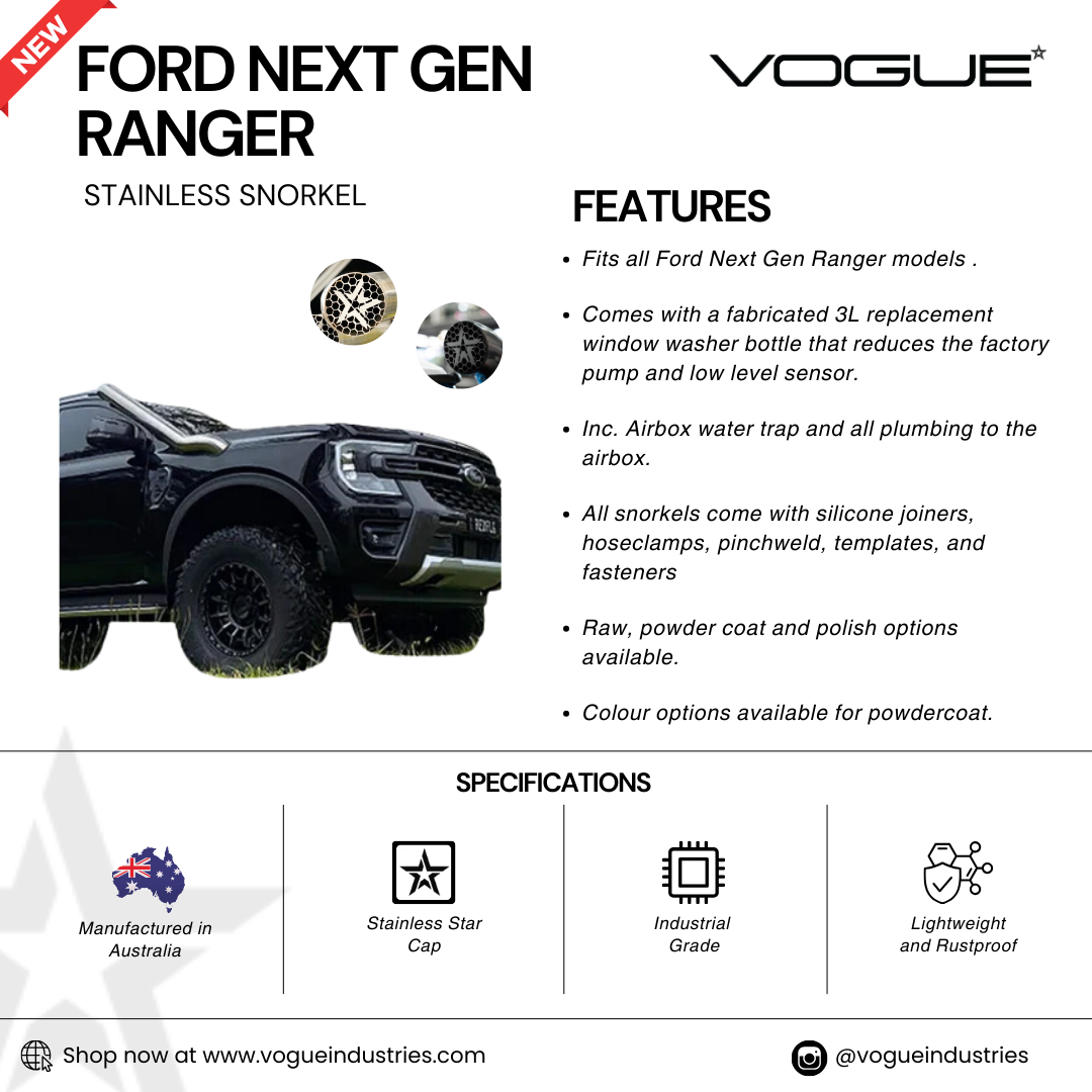 Vogue Industries Ford Next Gen Ranger Stainless Snorkel