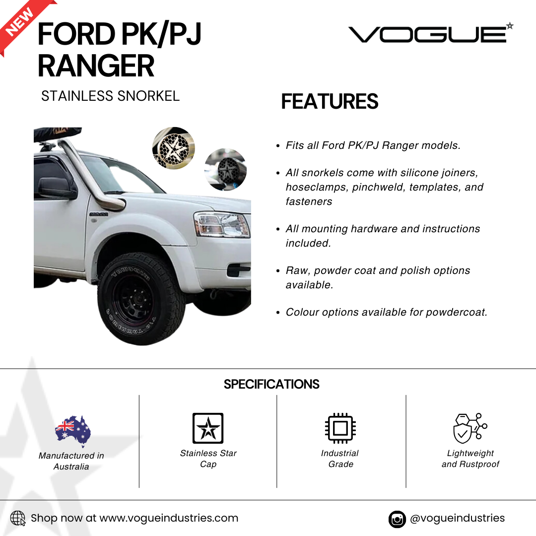 Vogue Industries Ford PK/PJ Ranger Stainless Snorkel (Short/Mid Entry)