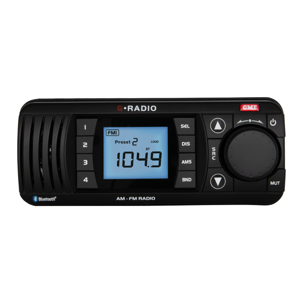 GME GR300BTB Bluetooth AM/FM Marine Stereo - Black