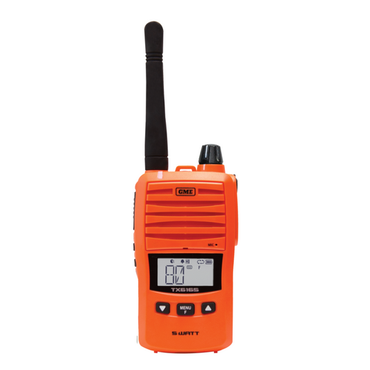 GME TX6165XO 5/1 Watt IP67 UHF CB Handheld Radio - Blaze Orange