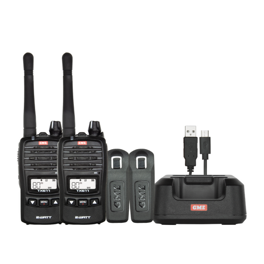 GME TX677TP 2 Watt UHF CB Handheld Radio - Twin Pack