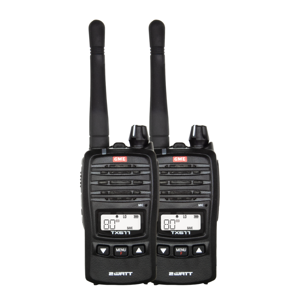 GME TX677TP 2 Watt UHF CB Handheld Radio - Twin Pack