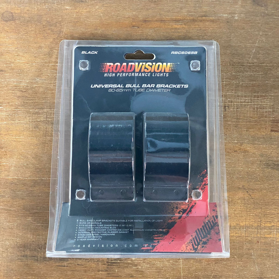 RoadVision RBC Bull Bar Clamp 6065mm Black Pair Vogue Industries