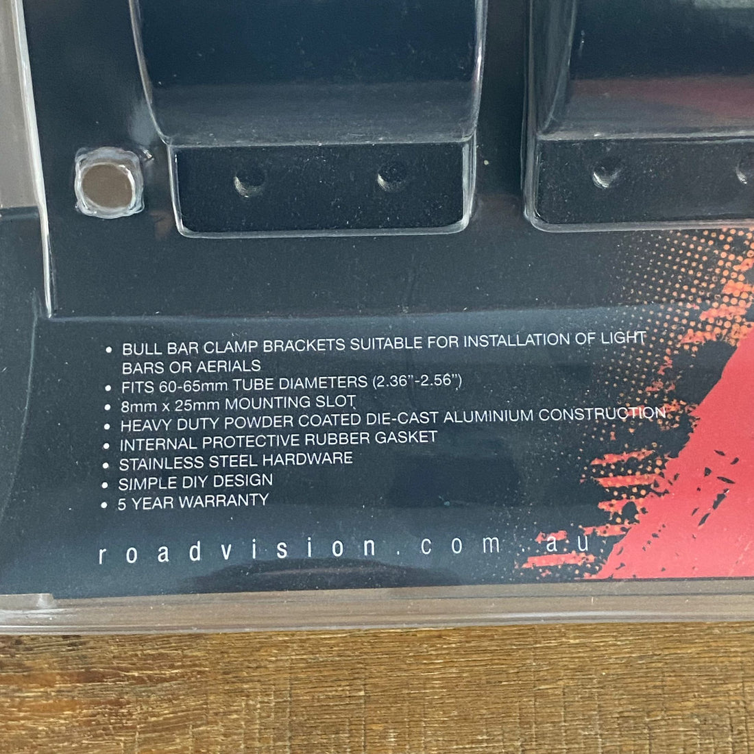 RoadVision RBC Bull Bar Clamp 6065mm Black Pair Vogue Industries